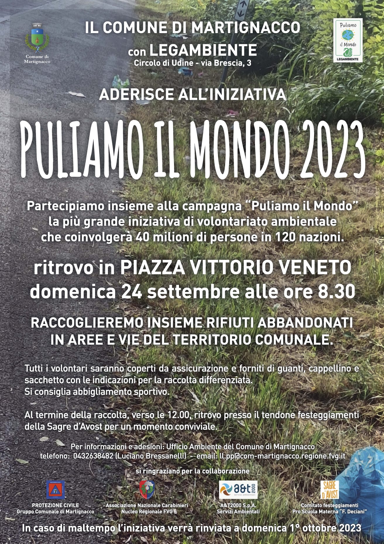 "Puliamo il mondo 2023" domenica 24 settembre a Martignacco da Circolo Legambiente Udine A.P.S