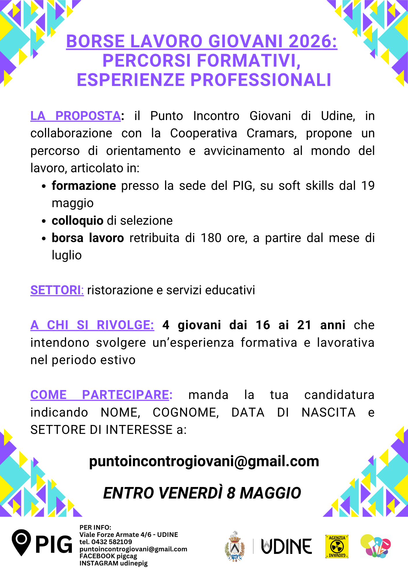 Borse Lavoro 2026 - candidature entro venerdì 8 maggio - Udine